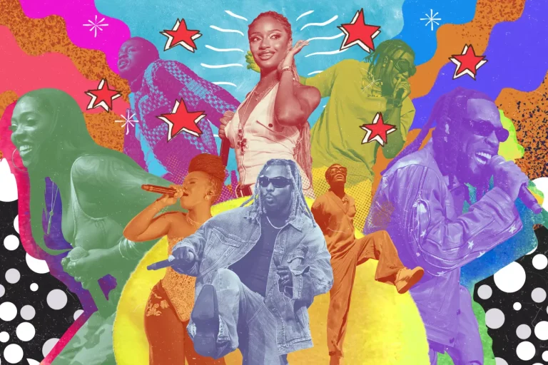 Afrobeats to the World concert crowd with African music performers on stage